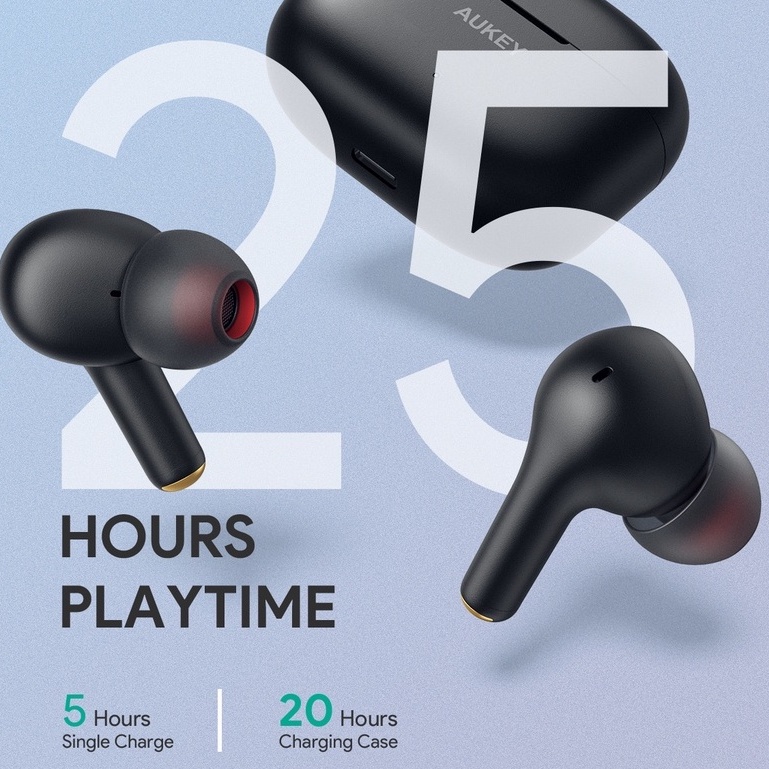 Tai nghe bluetooth 5.0 AUKEY EP-T27 Qualcomm TWS CVC 8.0 Không Dây Giảm Tiếng Ồn Có 4 Micro Và Vỏ Bọc Tai Nghe 25H IPX7 10-15m