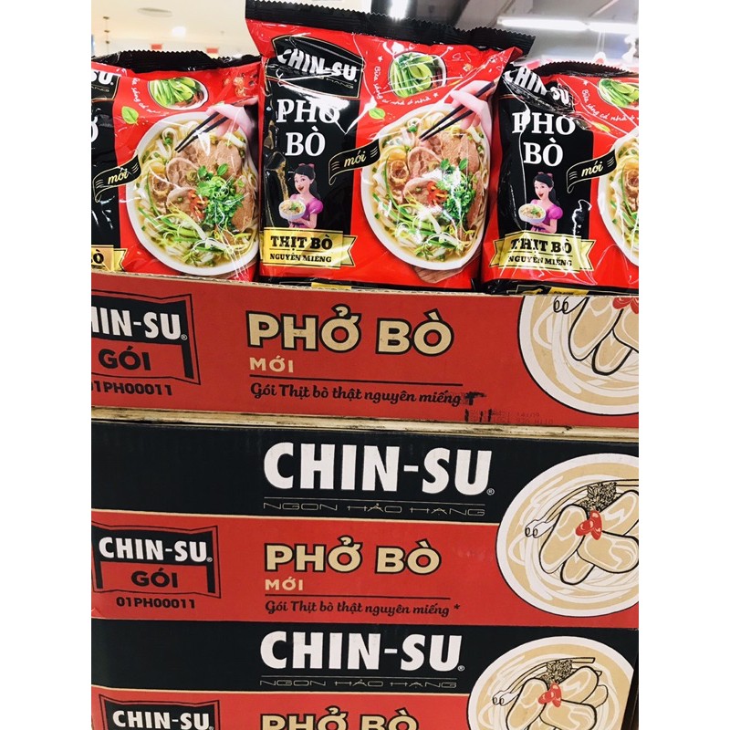 Phở bò Chinsu thịt nguyên miếng thùng 15 gói