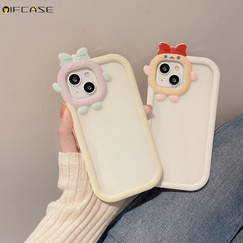 Ốp Điện Thoại Mềm Trong Suốt Chống Sốc Phối Nơ Đơn Giản Dành Cho iPhone 13 12 11 Pro Max