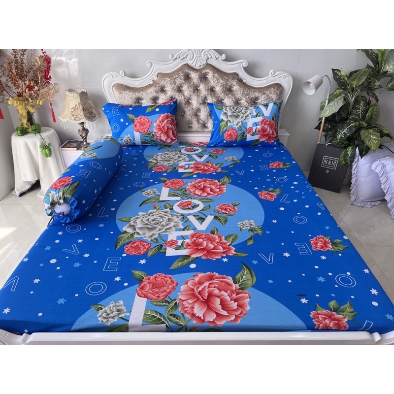 Bộ drap thun hàn quốc 4 món mát mịn, mẫu chữ LOVE siêu đẹp