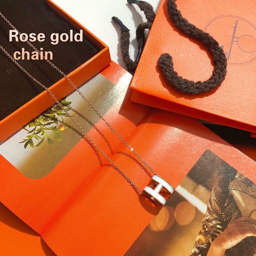 Dây chuyền mặt hình H mạ vàng nhiều màu sang trọng tùy chọn kèm phụ kiện và hộp