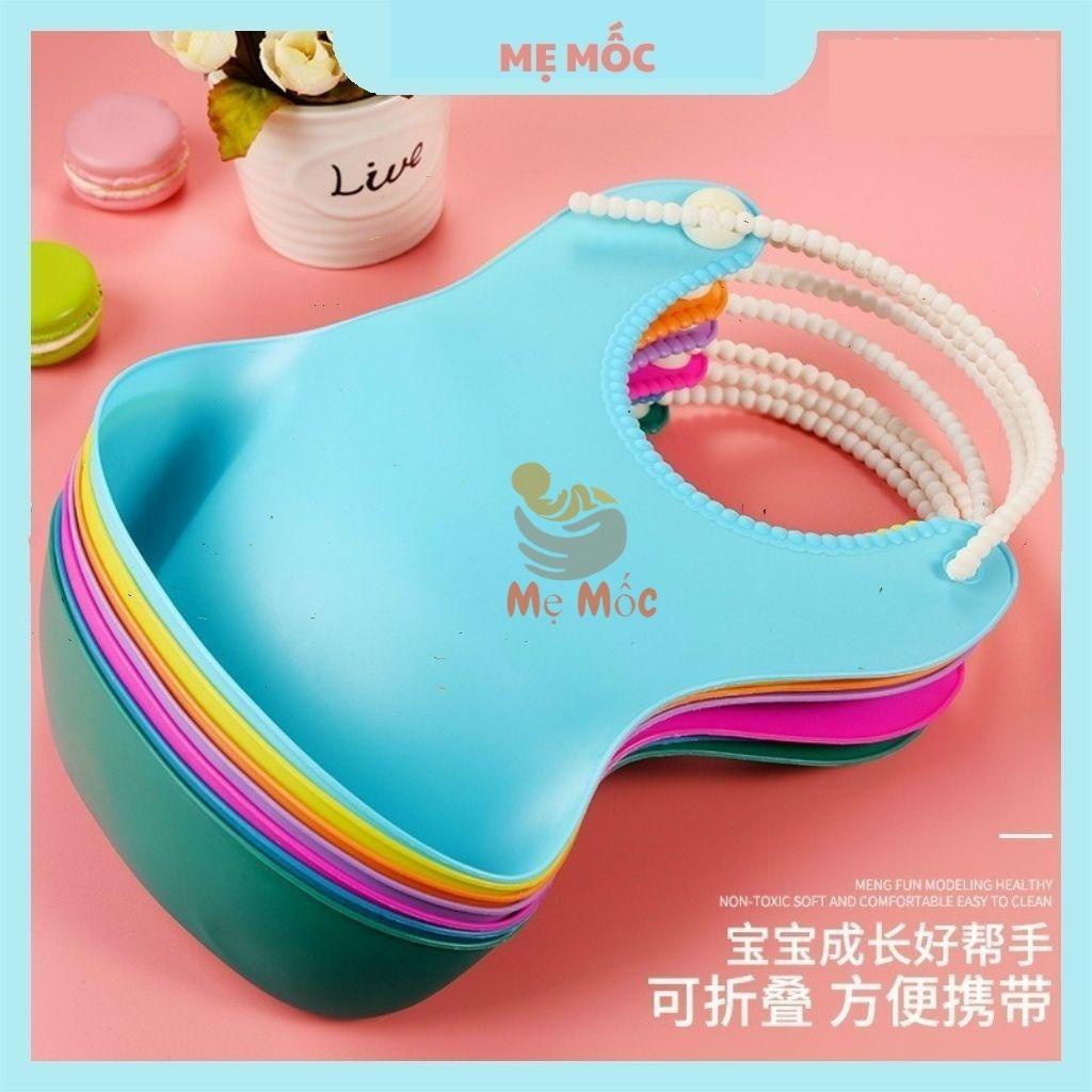 Yếm máng ăn dặm cho bé - Yếm ăn dặm có máng Silicon - Tiện gọn chống bẩn chống rơi vãi ,YM