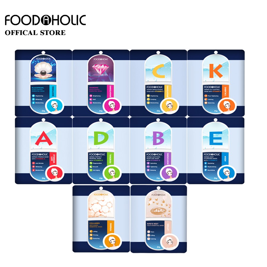 Combo 10 mặt nạ dưỡng da Foodaholic Mask 23g x10