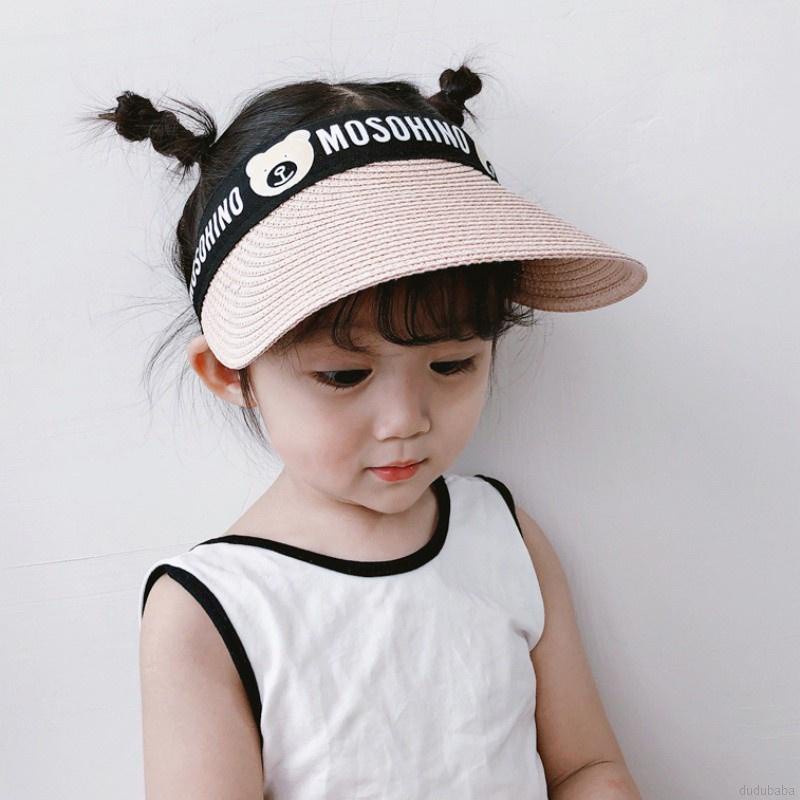 Mũ cói hở chóp hình gấu dễ thương dành cho trẻ em