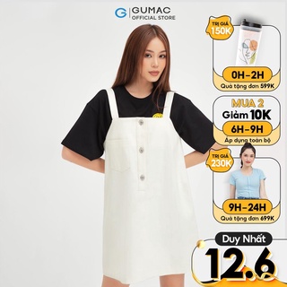 [Mã WABRGUM giảm 10% tối đa 30K đơn 99K] Yếm nữ phối nút GUMAC phong cách Hàn Quốc DB539 [không kèm áo thun