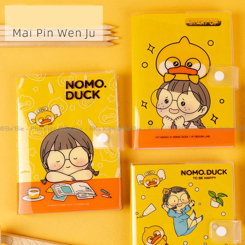 Sổ tay cúc bấm trong 96 trang in hình cô bé vịt, Sổ học sinh Nomo Duck BeBie - BP536
