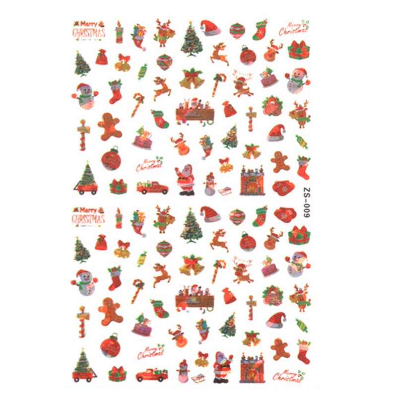 Miếng Dán Trang Trí Móng Tay Phong Cách Giáng Sinh Xinh Xắn
