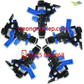 5 Béc tưới cánh đập chỉnh góc BB-127, béc tưới 1-2 tia, bán kính 8-15m, chân ren phi 27