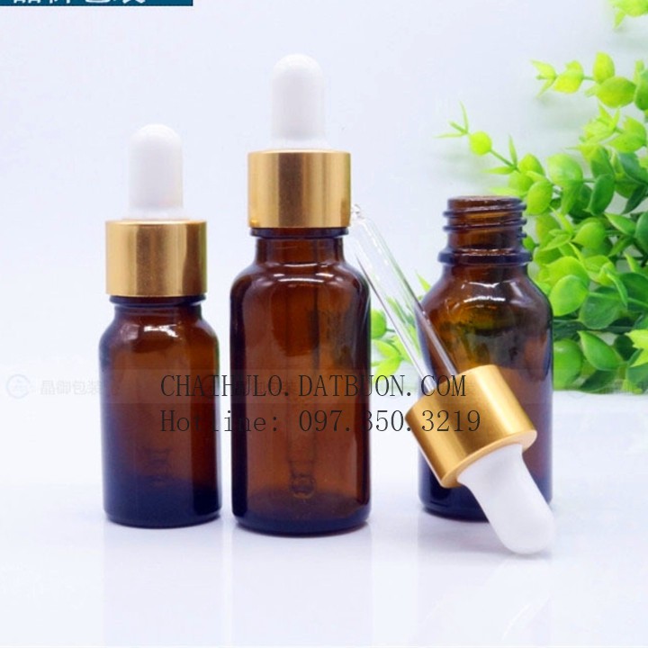 {Sỉ từ 3,3k} Chai lọ đựng tinh dầu 05ml, tinh chất nắp bóp màu nhôm vàng