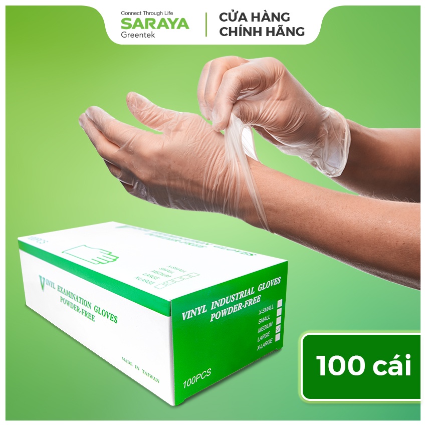 Găng Tay VINYL KHÔNG BỘT Dùng Trong Thực Phẩm, Vệ Sinh (Powder free Vinyl glove) - 100 CHIẾC/HỘP