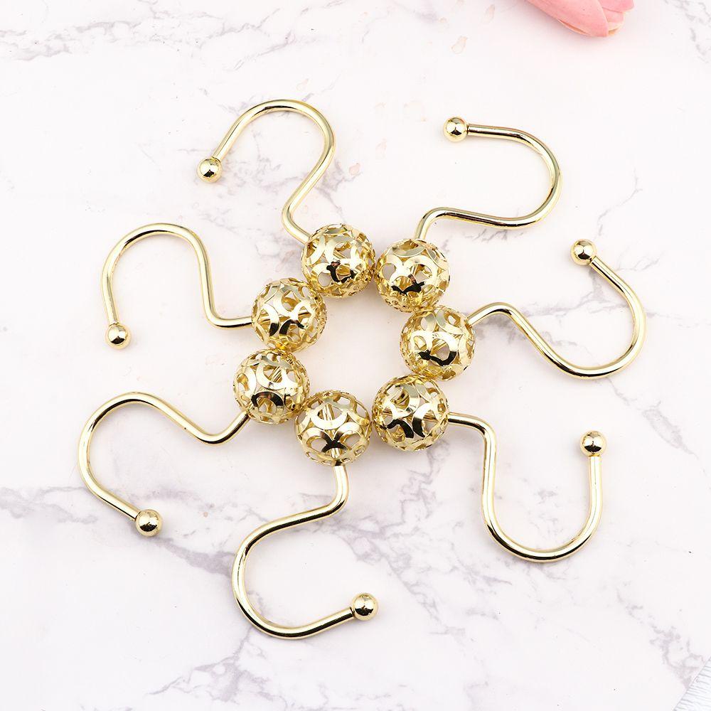 ROSE Bộ 12 Móc Treo Rèm Nhà Tắm Màu Vàng / Bạc Sang Trọng Tiện Dụng