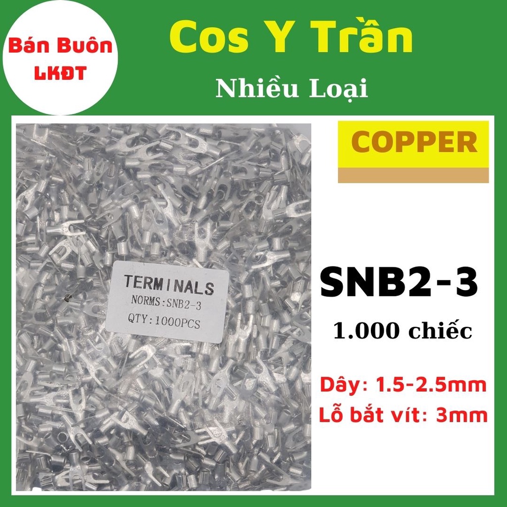 1.000 Cos Y trần, đầu cos chữ y, SNB1.25-3, cos y trần các loại