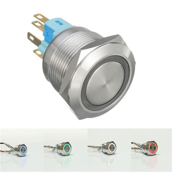 Nút nhấn kim loại 16mm có đèn 12v, 220v loại 2 (Nhấn giữ On/Off)