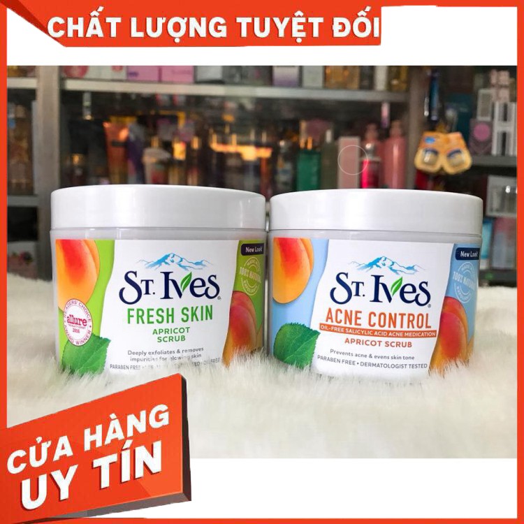 Free Ship (Mẫu mới 2018 USA) Tẩy tế bào chết toàn thân St.Ives Acne Control Apricot Scrub 283g