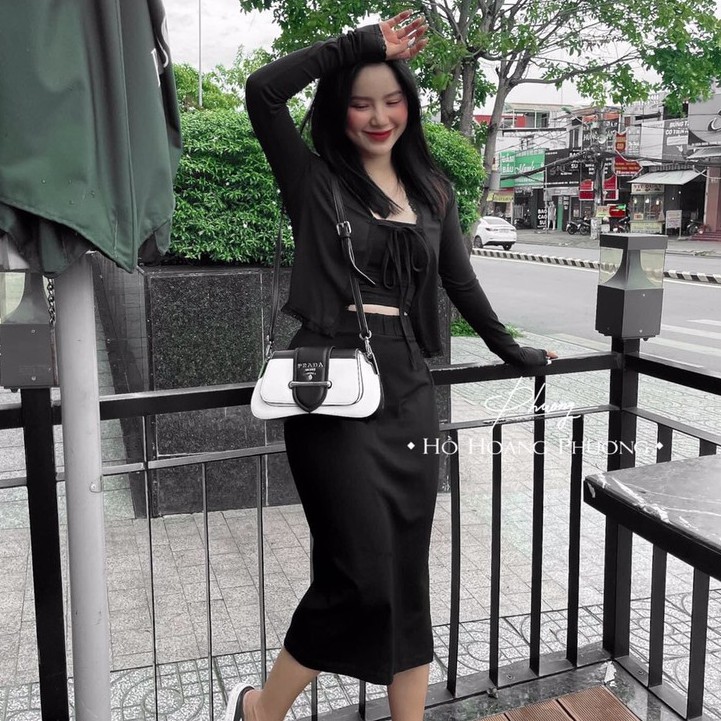 Set áo 3 món áo cardigan kèm áo 2 dây chân váy, áo 2 dây mix chân váy dáng dài AD134 | BigBuy360 - bigbuy360.vn