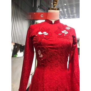 Áo dài gấm tơ 4tà (có mấn, quần)