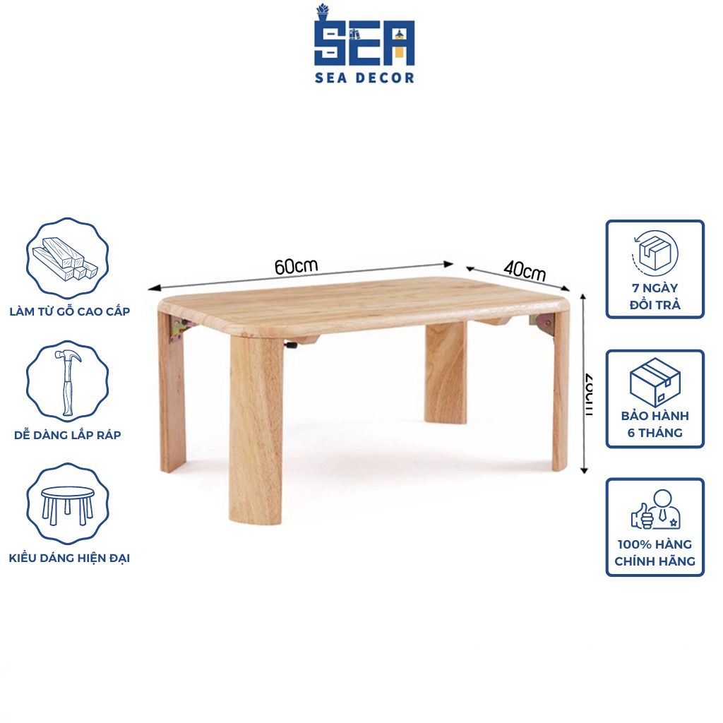 Bàn Trà Xếp Gọn SEA DECOR Chân Bánh Mì Đầy Bàn Xếp Gấp Gọn Đủ Kích Thước Gỗ Cao Su