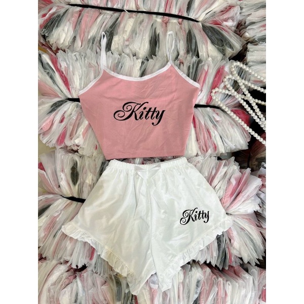 Sét bộ 2 dây baby Kitty quần bèo dễ thương ❤