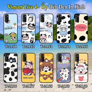 Ốp lưng Vsmart Live 4 dẻo đen in hình Bò Sữa