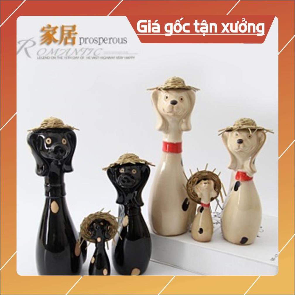 Đồ gốm sứ trang trí nhà cửa độc đáo ấn tượng Gia đình chó M02