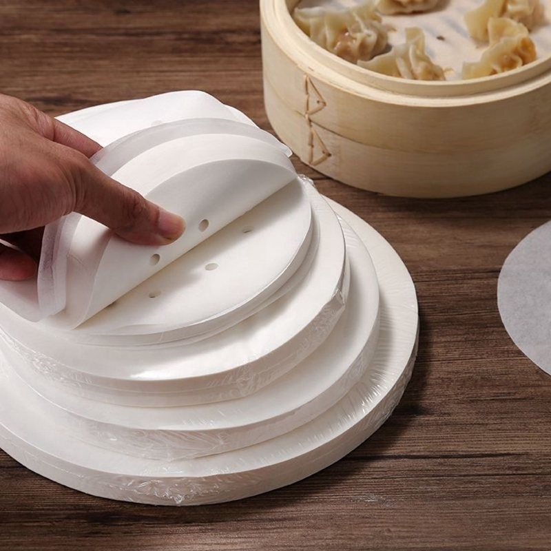 Bộ 100 Giấy Lót Hình Tròn Hỗ Trợ Hấp Bánh Chống Dính Tiện Dụng