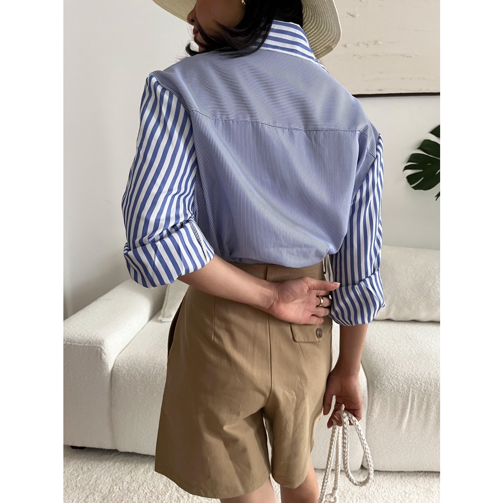 Áo Sơ Mi Nữ Kate Mỏng Sọc Xanh Jamara | HQ3483 | Lana Official