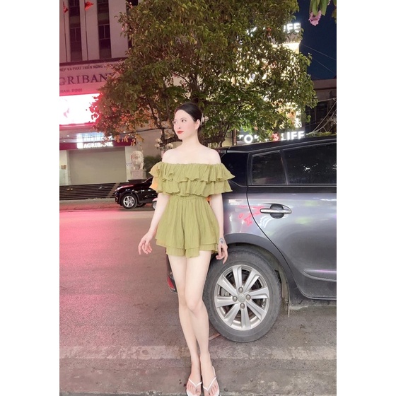 Jumsuit  đũi bệt vai