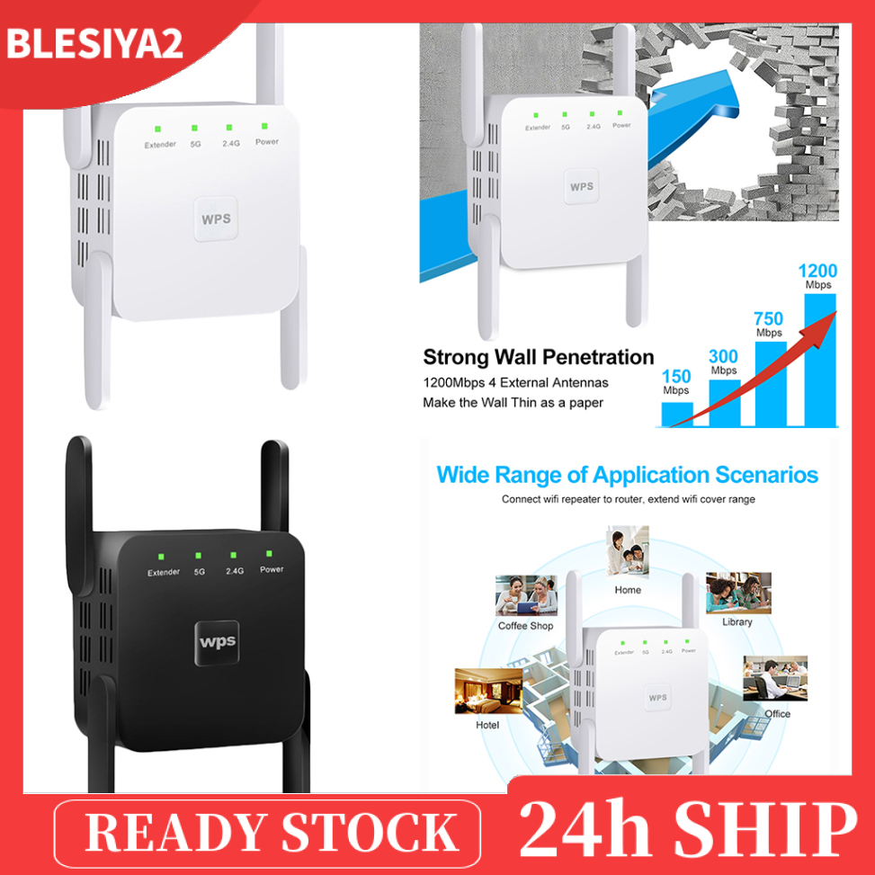 (Hàng Mới Về) Bộ Khuếch Đại Sóng Wifi Không Dây 4 Ăng Ten 1200mbps 2.4g 5g Đầu Cắm Us