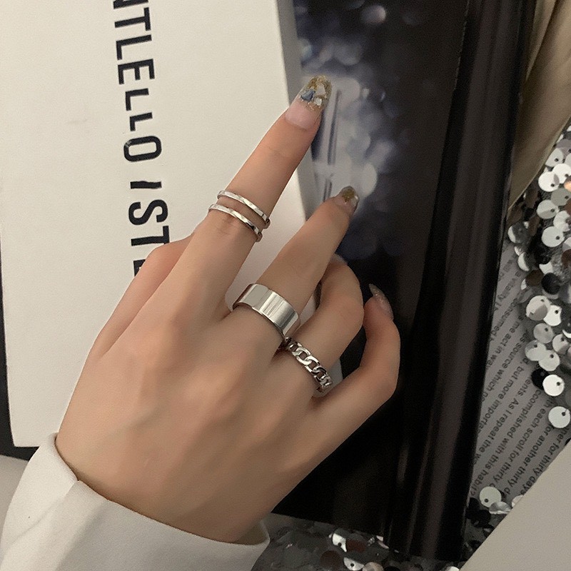 Set 3 nhẫn đeo tay phong cách Hàn Quốc cá tính