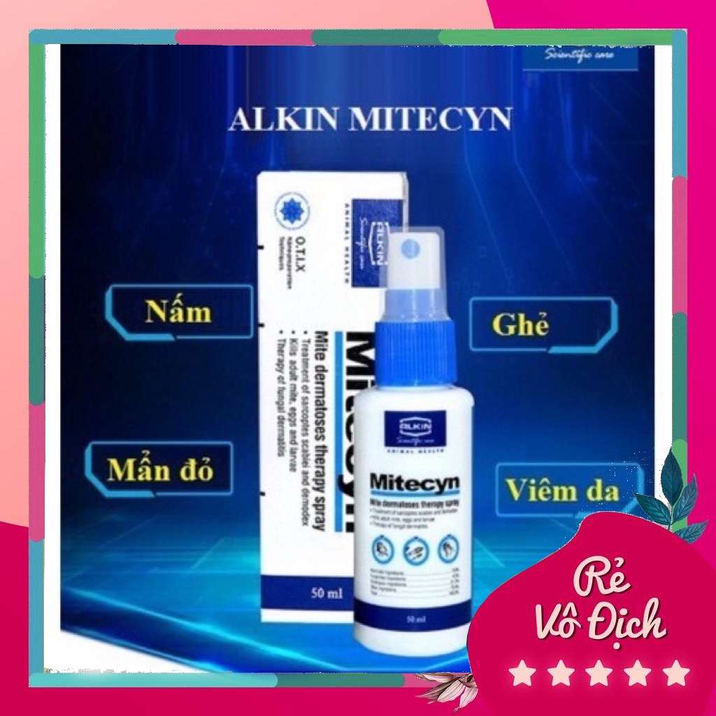 [Chính hãng]Thuốc xịt ve Mitecyn, chữa viêm da,nấm chó mèo