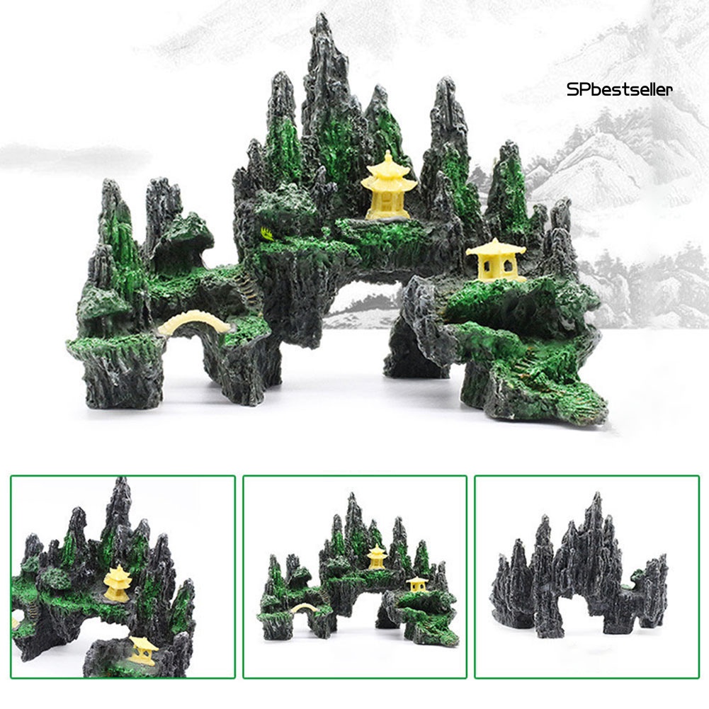 Mô Hình Hòn Non Bộ Bằng Nhựa Resin Trang Trí Bể Cá Cảnh