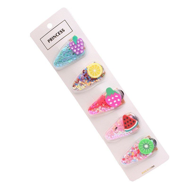 Set 5 Kẹp Tóc Kim Sa Kẹp Tóc Hoa Quả Xinh Xắn Phong Cách Hàn Quốc