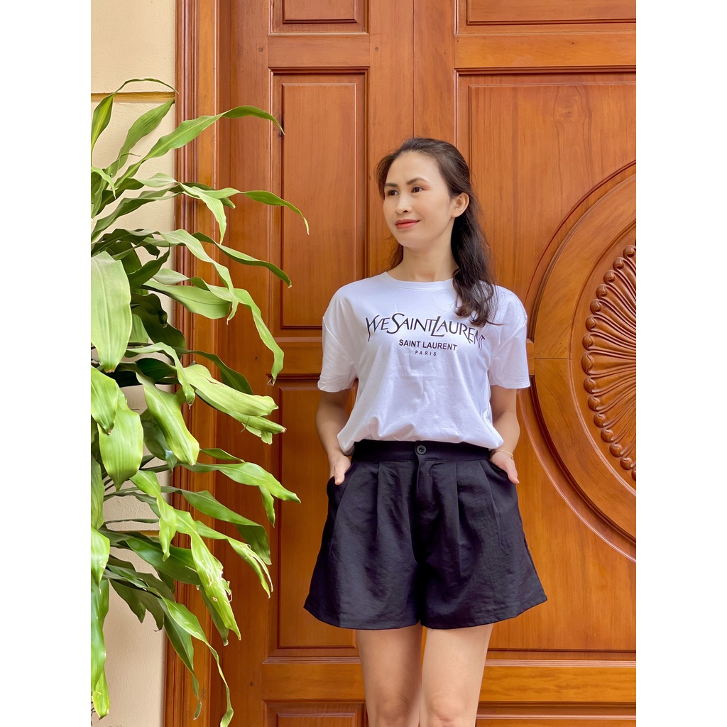 Quần short nữ ống rộng dáng váy chun lưng chất đũi mềm mát siêu hot SN2024