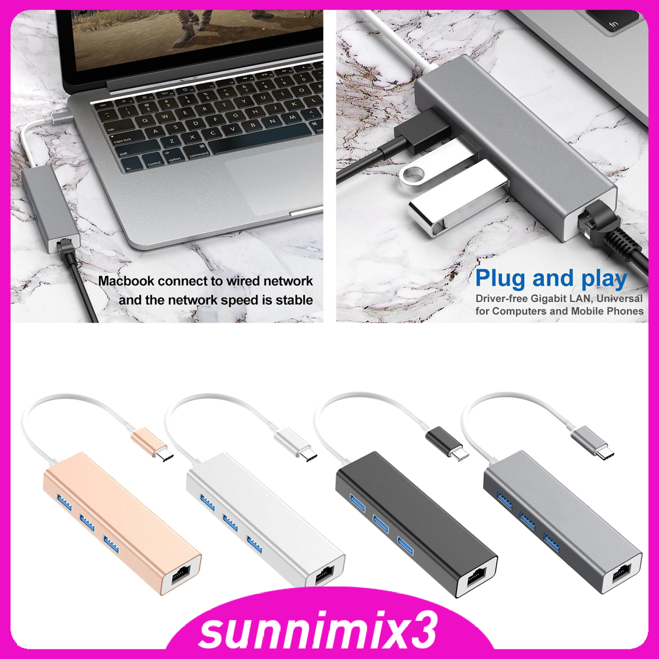 Bộ Chuyển Đổi Usb C Sang Ethernet Lan Rj45 Màu Bạc | BigBuy360 - bigbuy360.vn