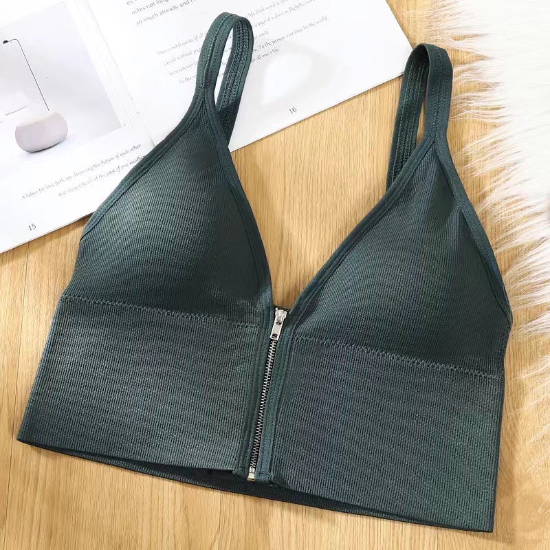 Áo Lót Thể Thao Bằng latex Có Khóa Kéo Phía Sau Phong Cách Hàn Quốc Thời Trang Mùa Hè