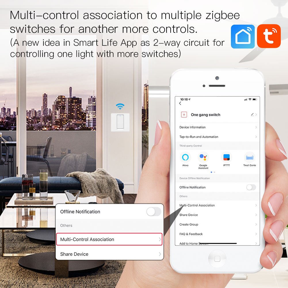 GOOGLE Công TắC ĐiềU KhiểN BằNg GiọNg NóI Thông Minh WiFi ZigBee 2 / 3 HướNg EU UK KèM Phụ KiệN