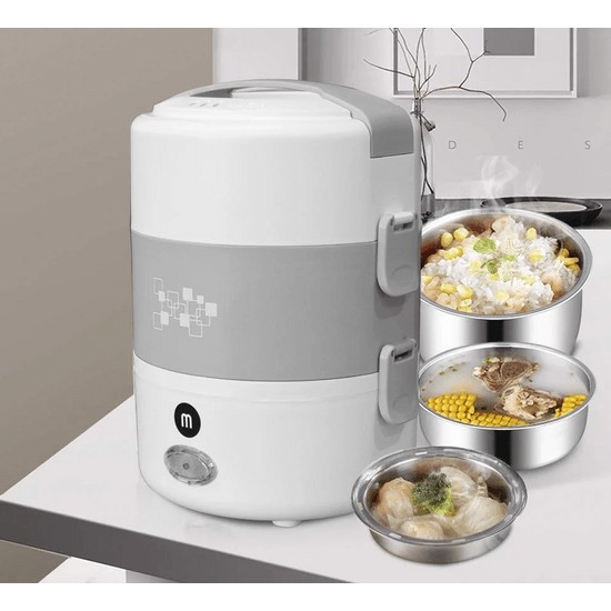Hộp cơm điện cách thủy 3 ngăn Mishio MK-182 CHÍNH HÃNG