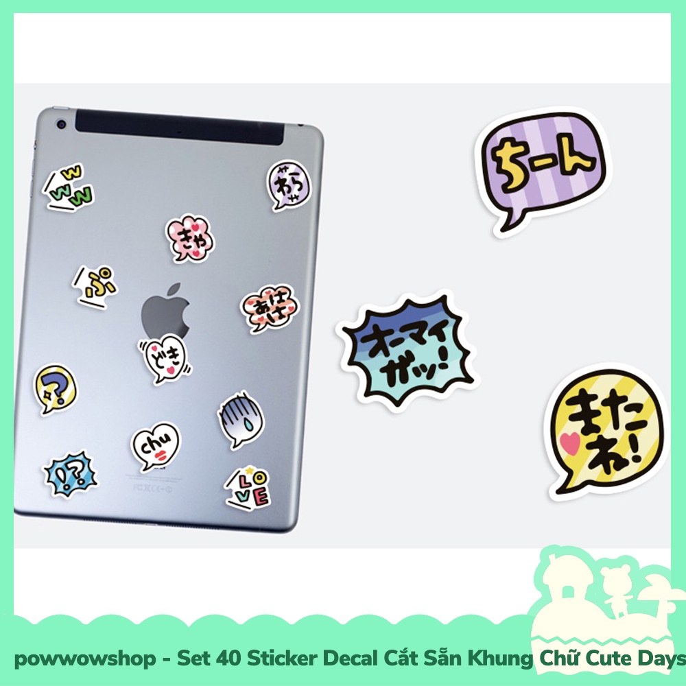 [Sẵn VN - Hỏa Tốc] Set 40 Sticker Mini Decal Dán Trang Trí Vật Dụng Mẫu Chữ Typography Cute Days Lovely Dễ Thương