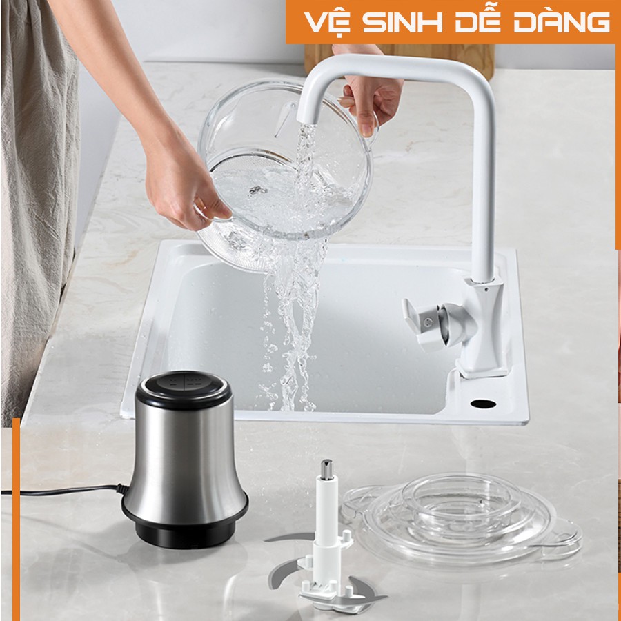 [HÀNG LOẠI 1] Máy xay thịt, xay rau - củ - quả đa năng cối inox 304 4 Lưỡi Đa Năng, Công suất 250W - BẢO HÀNH 3 THÁNG