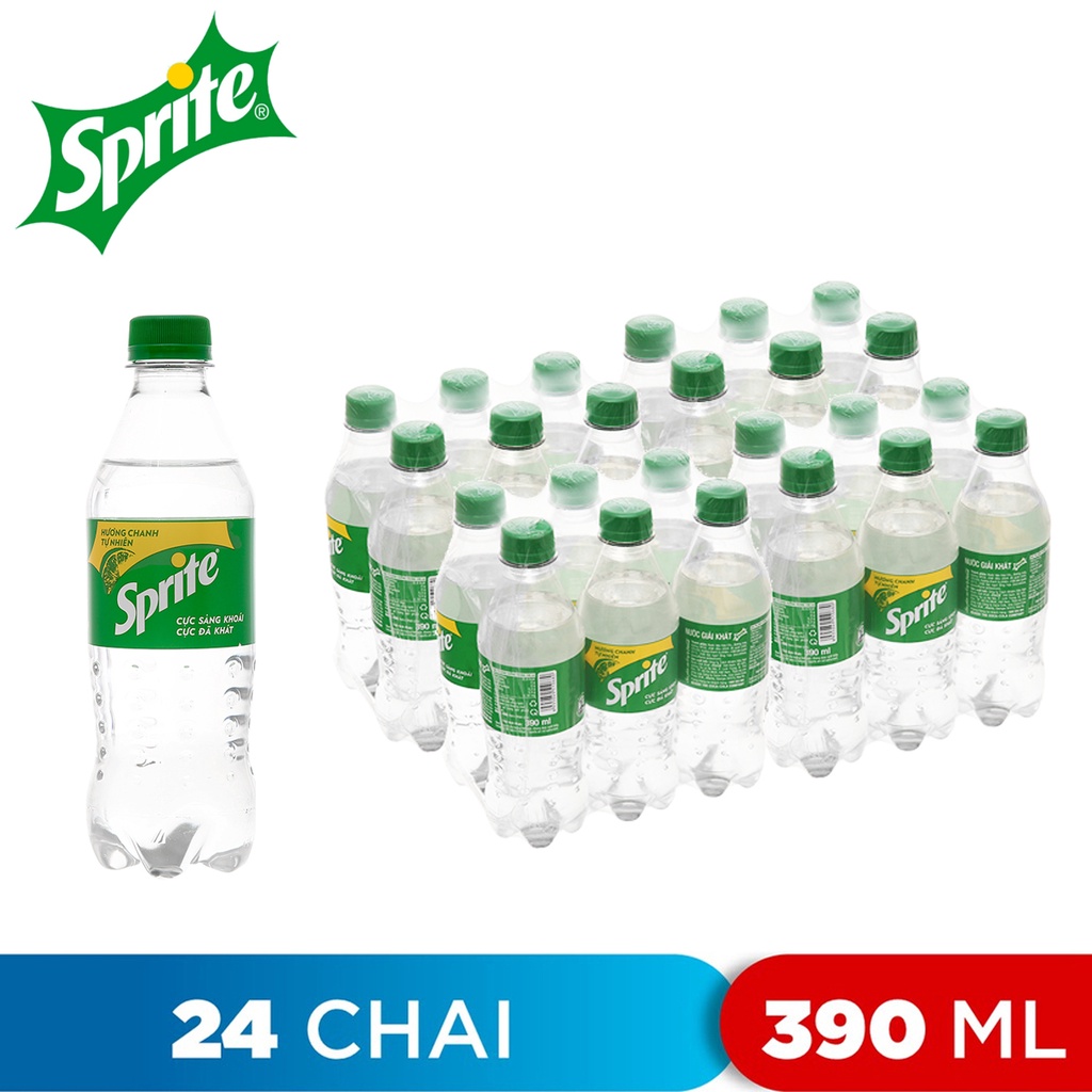 THÙNG 24 CHAI NƯỚC NGỌT HƯƠNG CHANH SPRITE 390ML - Barley Star Coffee