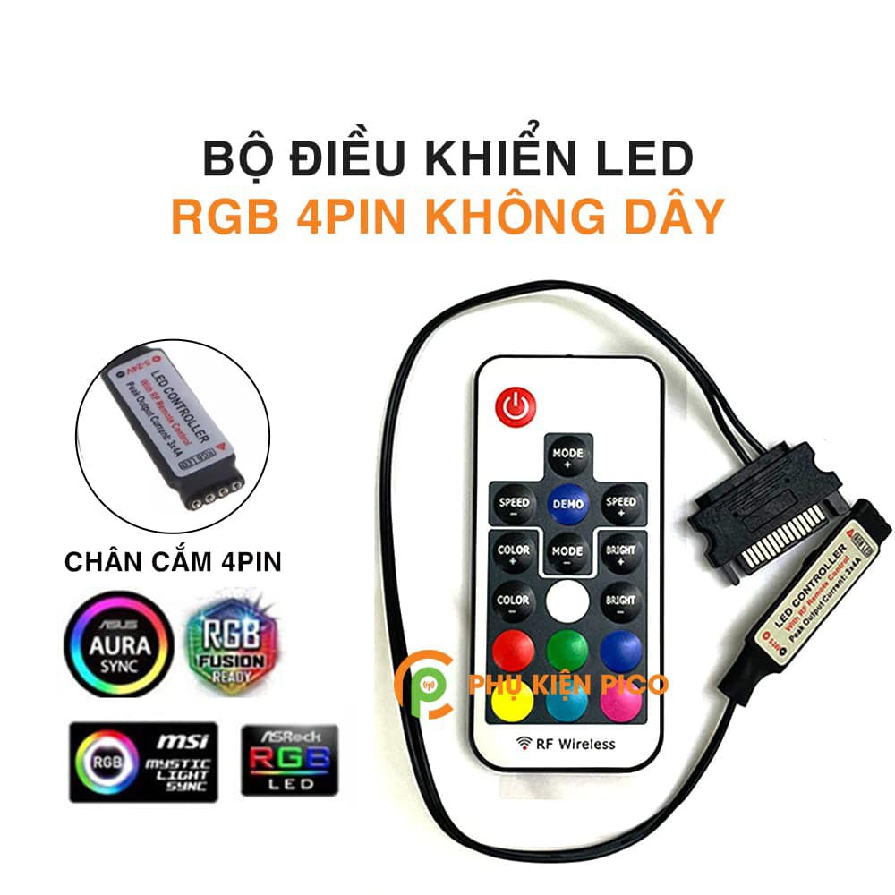 Bộ điều khiển LED RGB 12v 4pin không dây (RGB Led Controller) - chỉnh màu cho quạt RGB các loại MF120R, MF120L, RF120