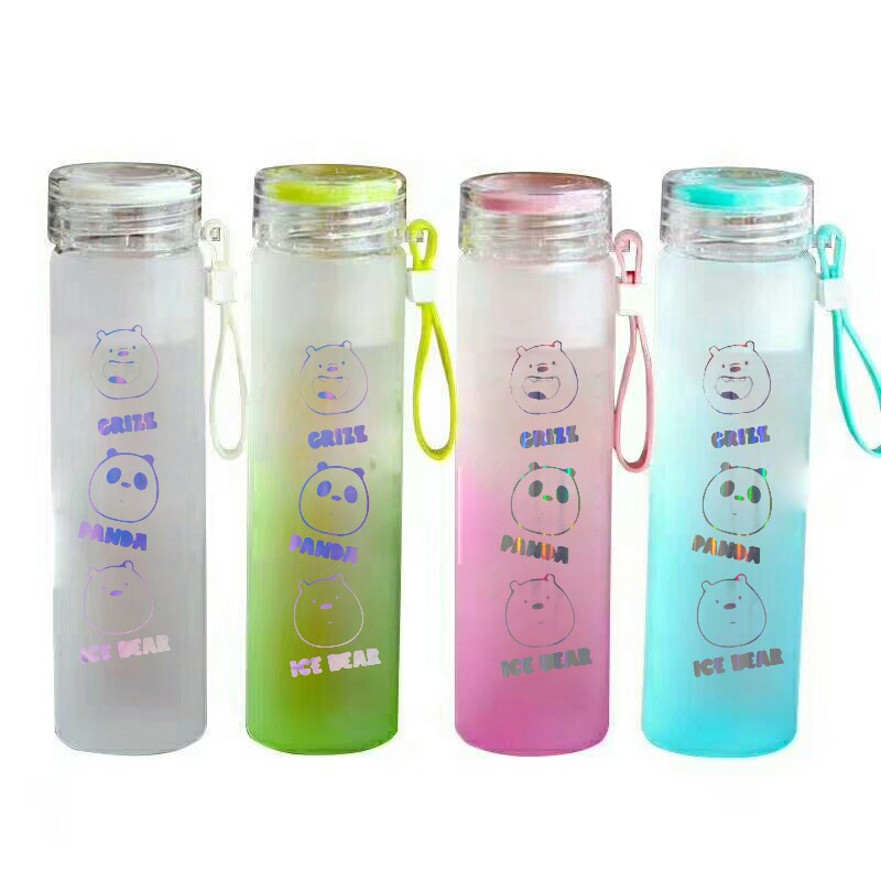 Bình nước màu loang ba anh em gấu BNML2 bình nước hologram bare bear thần tượng 500ml