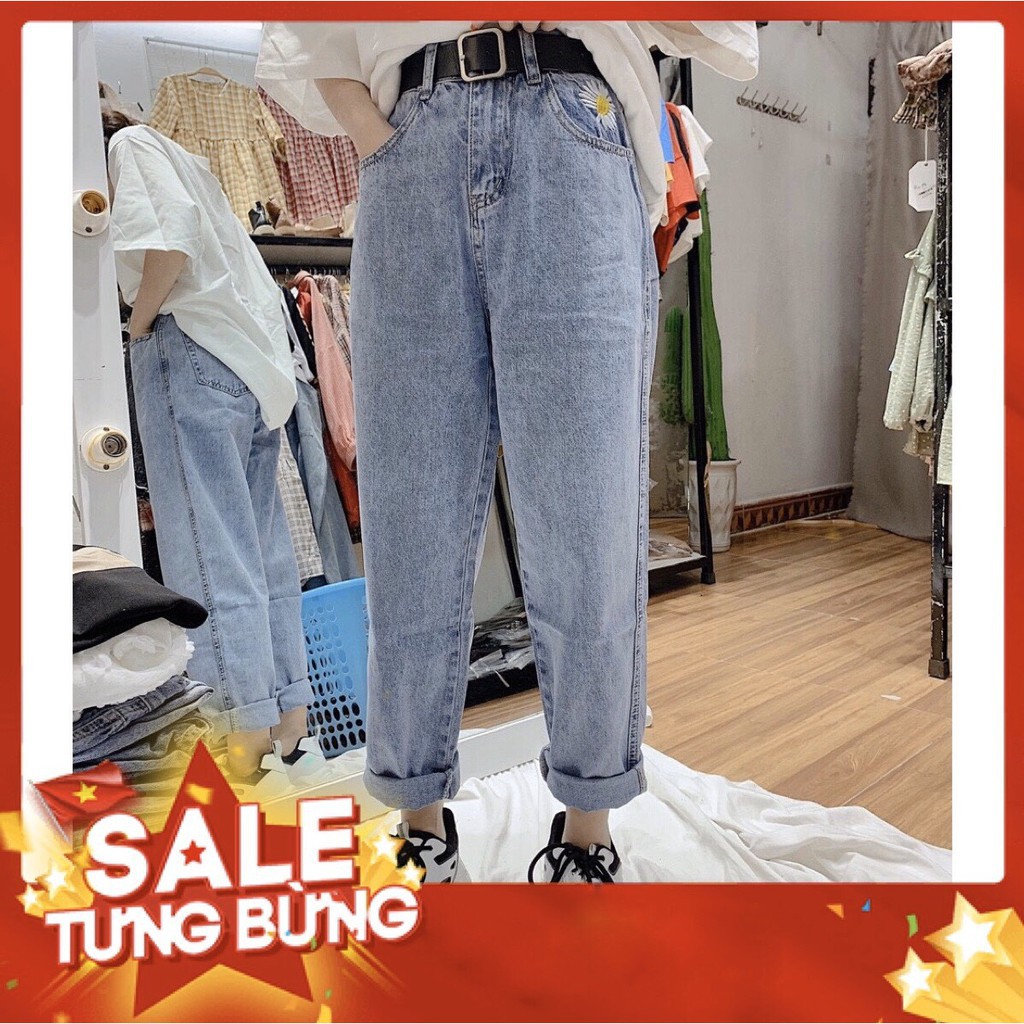 ⚡Flash Sale⚡ Quần Bò Jean Dáng Bagyy Thêu Hoa Cúc S432 HH01