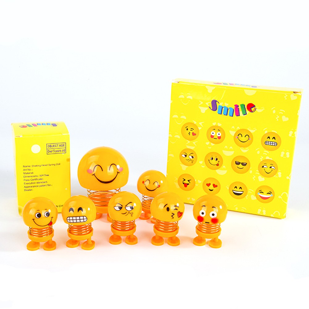 Set 6 mô hình thú nhún mặt emoji dễ thương