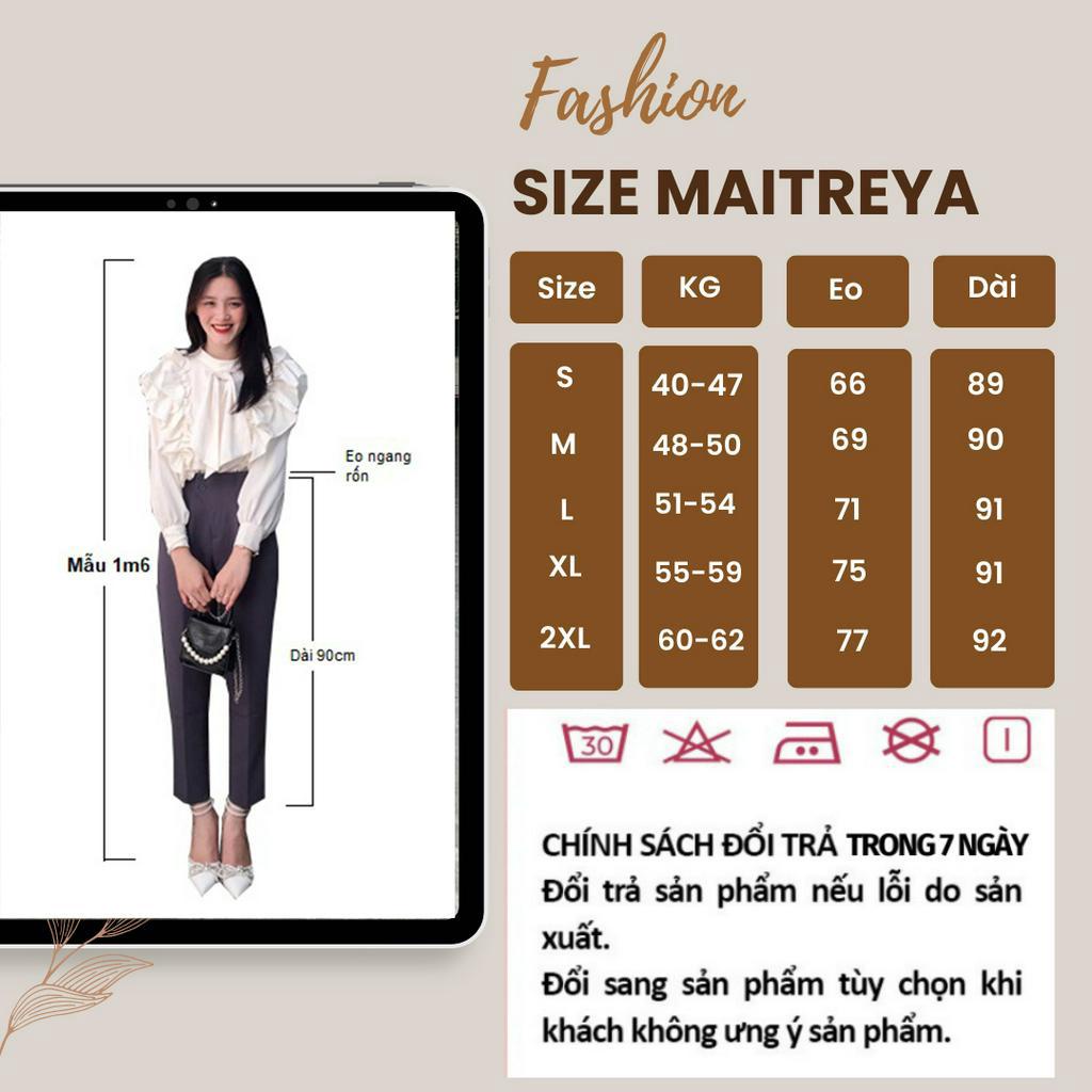 Quần Tây Baggy Cao Cấp Vitex Cạp Liền 2 Cúc Đen Mềm Mịn Phối Áo Sơ Mi Mặc Đi Học Làm Công Sở Cực Đẹp MAITREYA m87