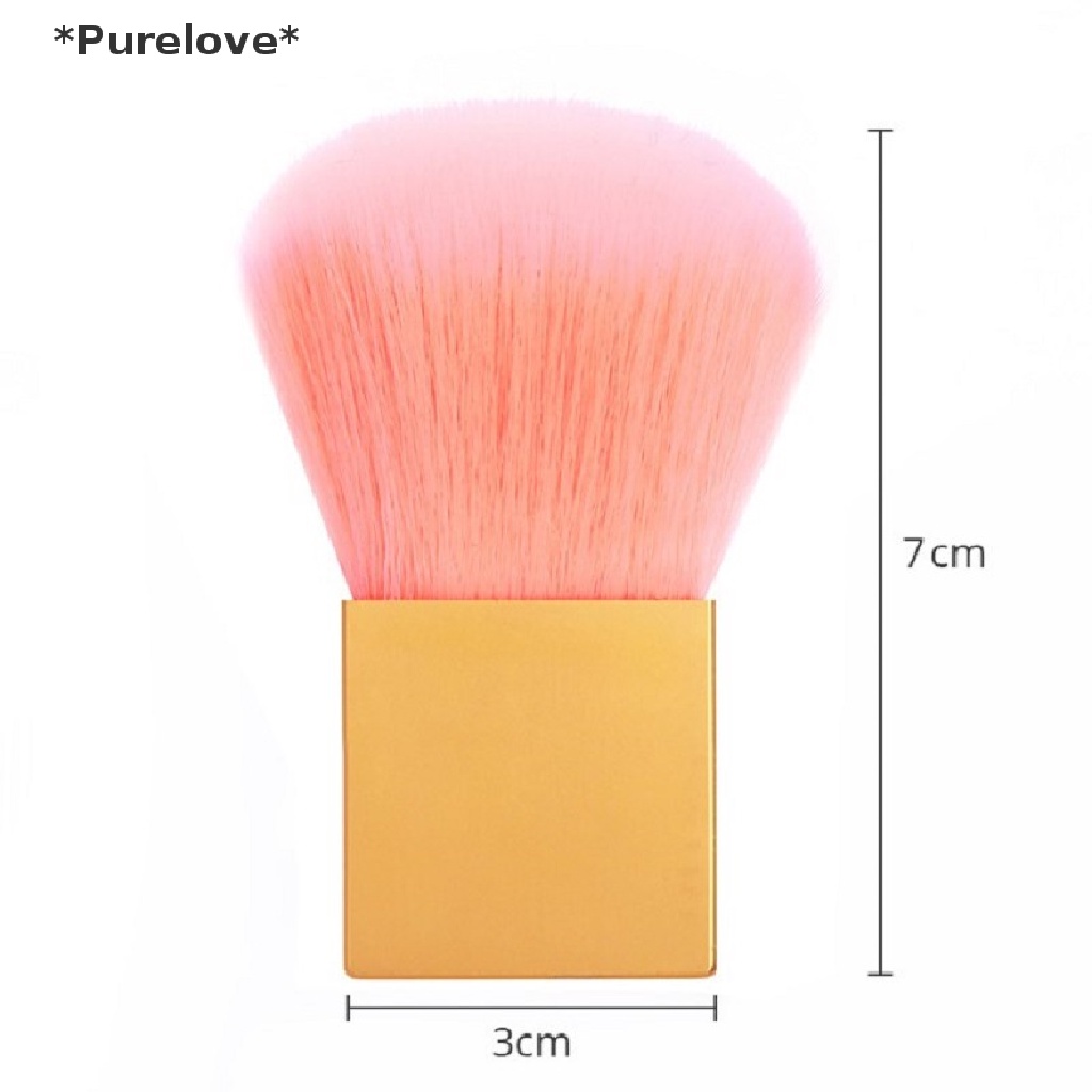 [[Purelove]] Nail Cleaning Dust Brush Square Gold Metal Handle Nail Art Care Manicure Pedicur [Hot Sell]