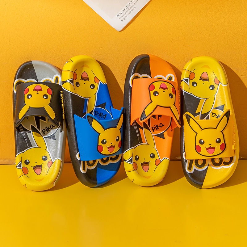 Pokemon kids Slippers Indoor Slippers Cute Pikachu Slippers Summer Cartoon Slippers Home Slippers Non-slip Soft Bottom Sandals and Slippers Bath Shoes Outdoor Slippers Baby Slippers