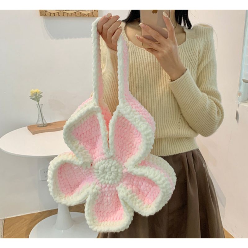 Bloom Bag túi len hình BÔNG HOA crochet Flower Bag Handmade