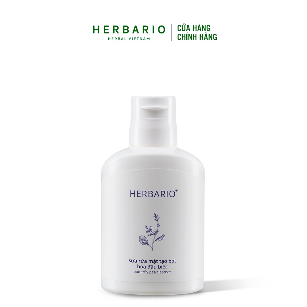 Sữa rửa mặt tạo bọt hoa đậu biếc herbario 100ml sạch bụi bẩn, ngăn ngừa lão hóa da