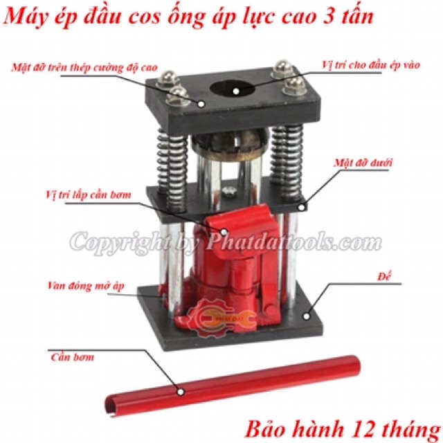 Máy bấm đầu ống áp lực cao thuỷ lực 8mm đến 13mm, máy ép dây rửa xe